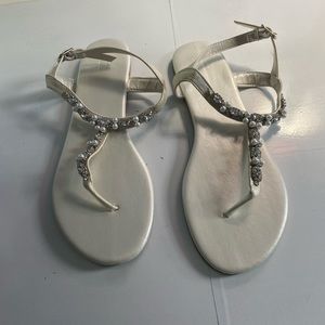 David’s Bridal pearl and crystal wedding sandals